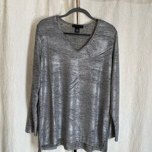 Joan Vass Metallic Grey Top Size XL